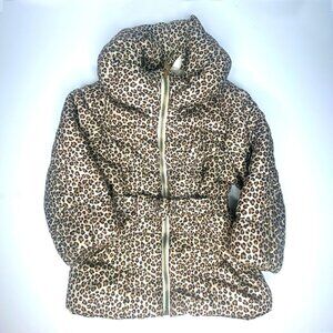 H&M Leopard Print Padded Puffer Winter Jacket Girl with Bow: Size 2T (1.5–2Y)